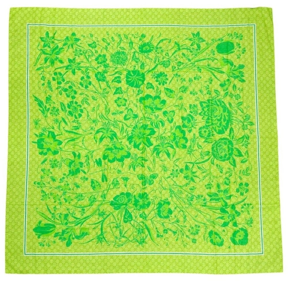 Gucci - GG Supreme Floral Print Silk Scarf - L